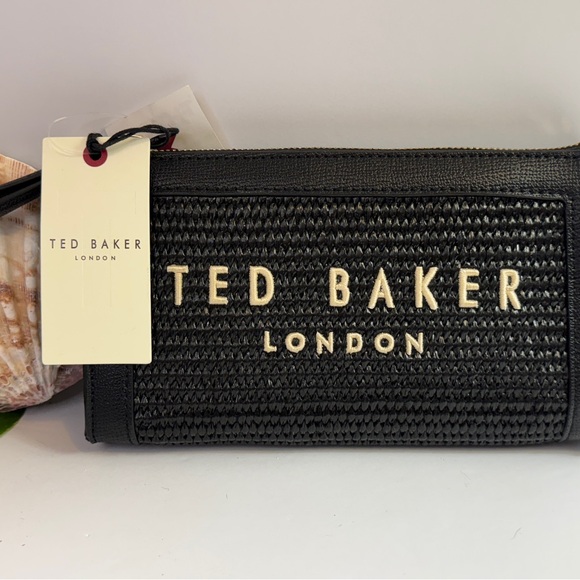 Ted Baker Handbags - Ted Baker Black Woven Wristlet with Gold Accents